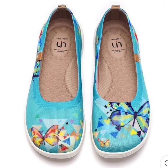 Like new UIN Ballet Flats Slip On Casual Shoes (Cubic Butterflies) - Picture 3 of 16